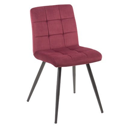 Chaise en velours capitonné rouge bordeaux MALMOE (lot de 2)