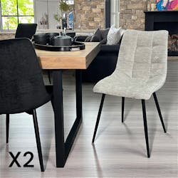 Chaise en velours gris clair motif damier (lot de 2) PALERME