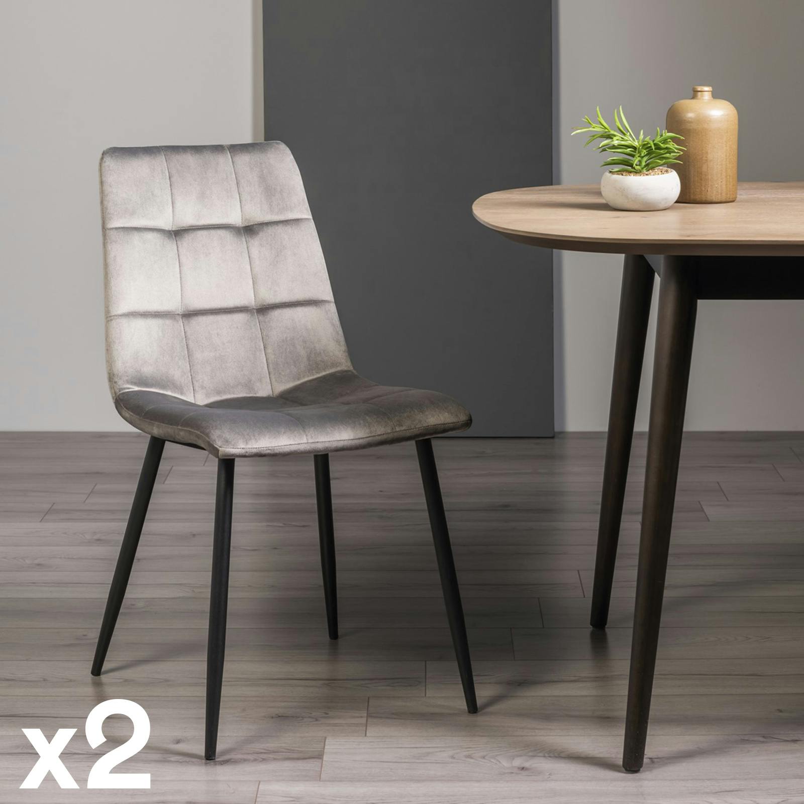 Chaise en velours gris (lot de 2) ALTA
