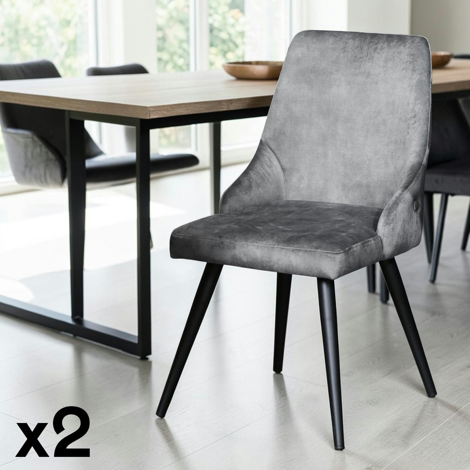 Chaise en velours gris (lot de 2) MALMOE
