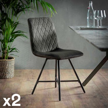  Chaise en tissu gris pieds metal de style contemporain
