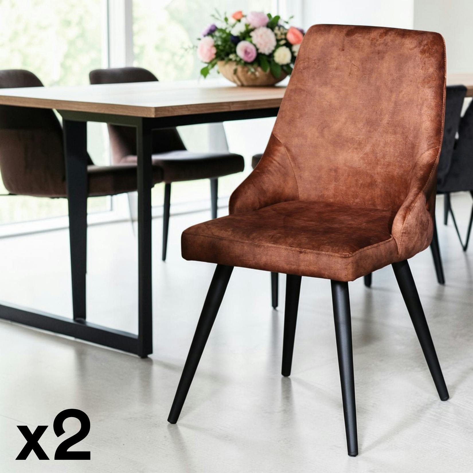 Chaise en velours havane (lot de 2) MALMOE