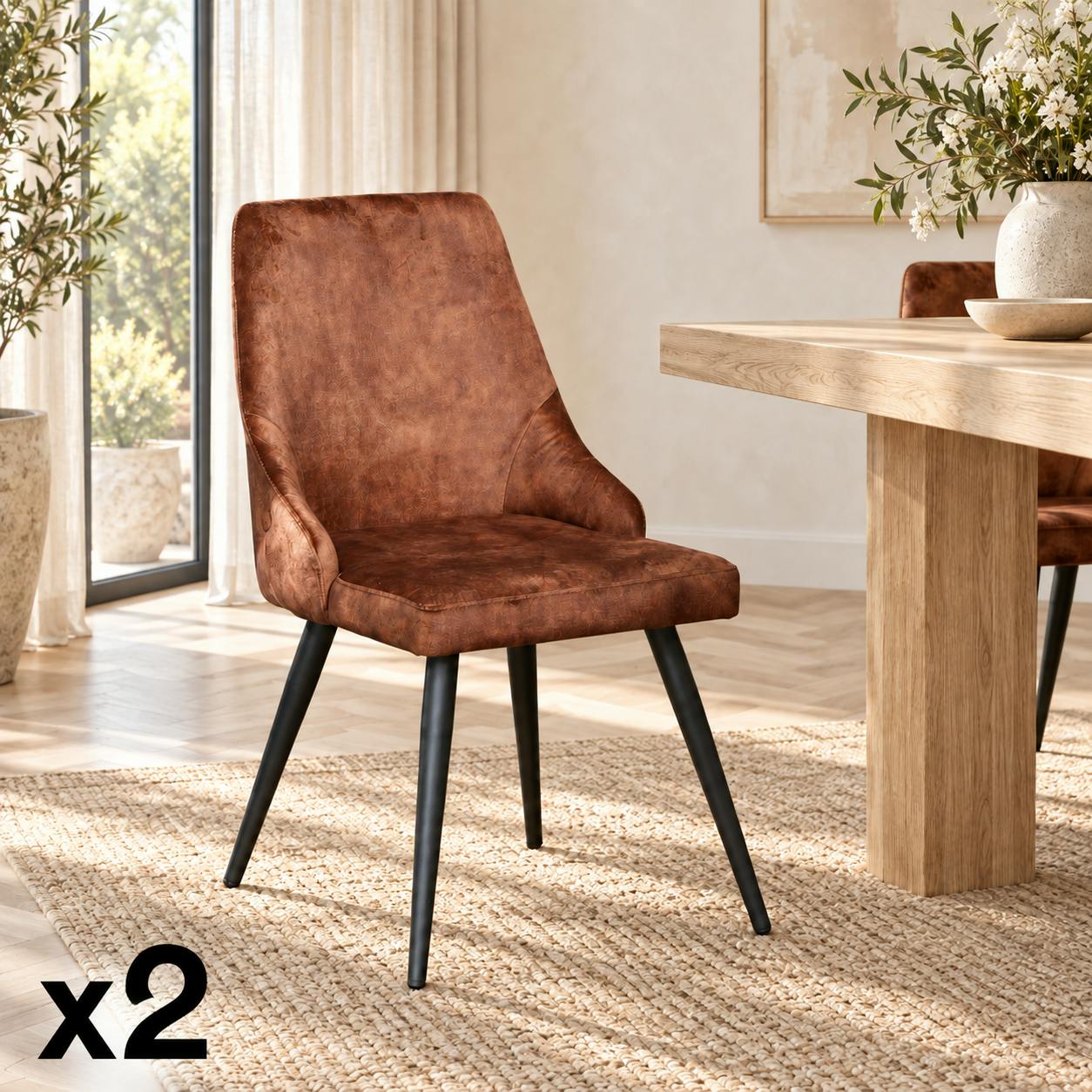 Chaise en velours havane (lot de 2) MALMOE