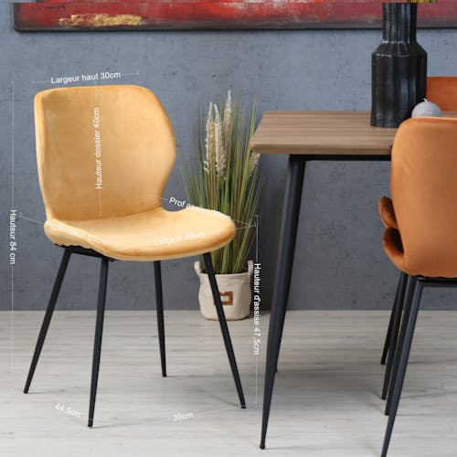 Chaise en velours jaune style moderne (lot de 2) MELBOURNE