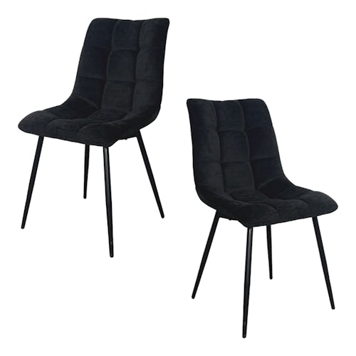 Chaise en velours noir motif damier (lot de 2) PALERME