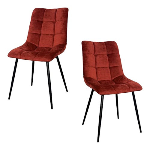 Chaise en velours rouge motif damier (lot de 2) PALERME