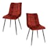 Chaise en velours rouge motif damier (lot de 2) PALERME