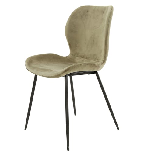 Chaise en tissu beige pieds metal de style contemporain