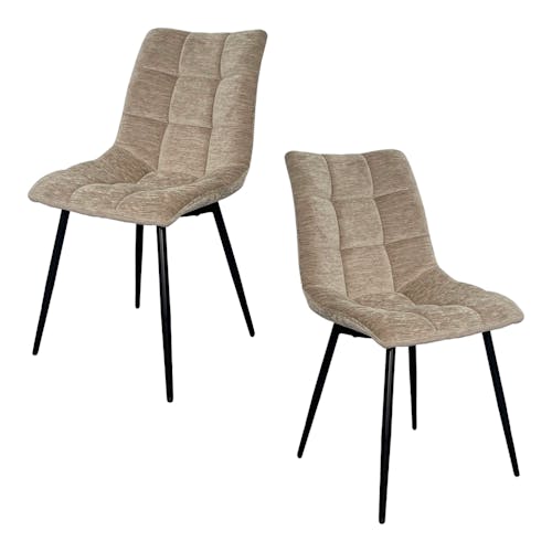 Chaise en velours taupe motif damier (lot de 2) PALERME