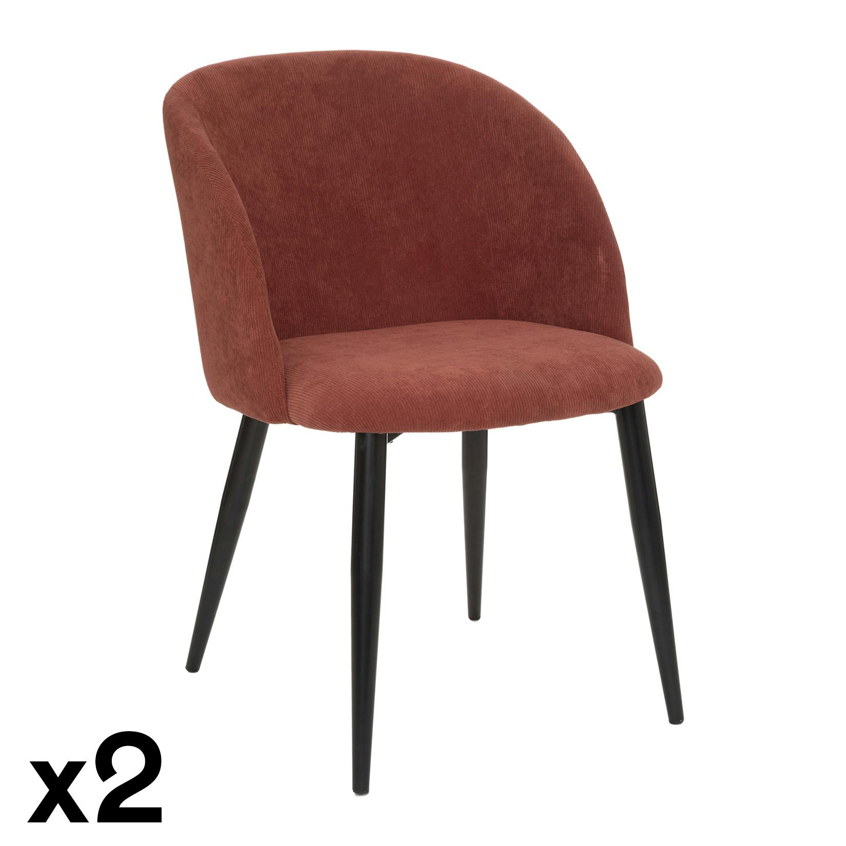 Chaise en velours terracotta dossier arrondi (lot de 2)