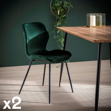 Chaise en tissu vert pieds metal de style contemporain