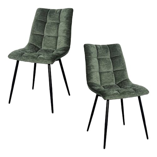 Chaise en velours vert motif damier (lot de 2) PALERME