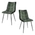 Chaise en velours vert motif damier (lot de 2) PALERME