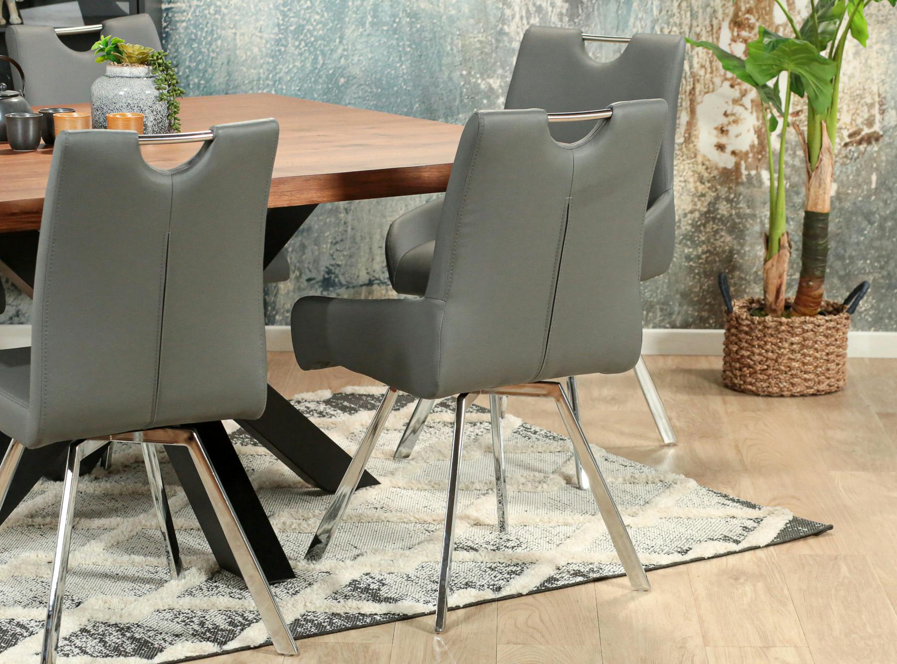Chaise fauteuil anthracite avec poignée (lot de 2) HELSINKI | Chaises