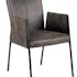 Chaise fauteuil avec accoudoirs tissu microfibres gris et pieds métal noir 52x65x86cm