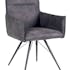 Chaise fauteuil avec accoudoirs tissu microfibres gris et pieds métal noir 57x60x90cm