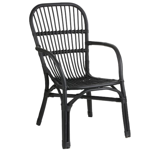 Chaise fauteuil en rotin noir