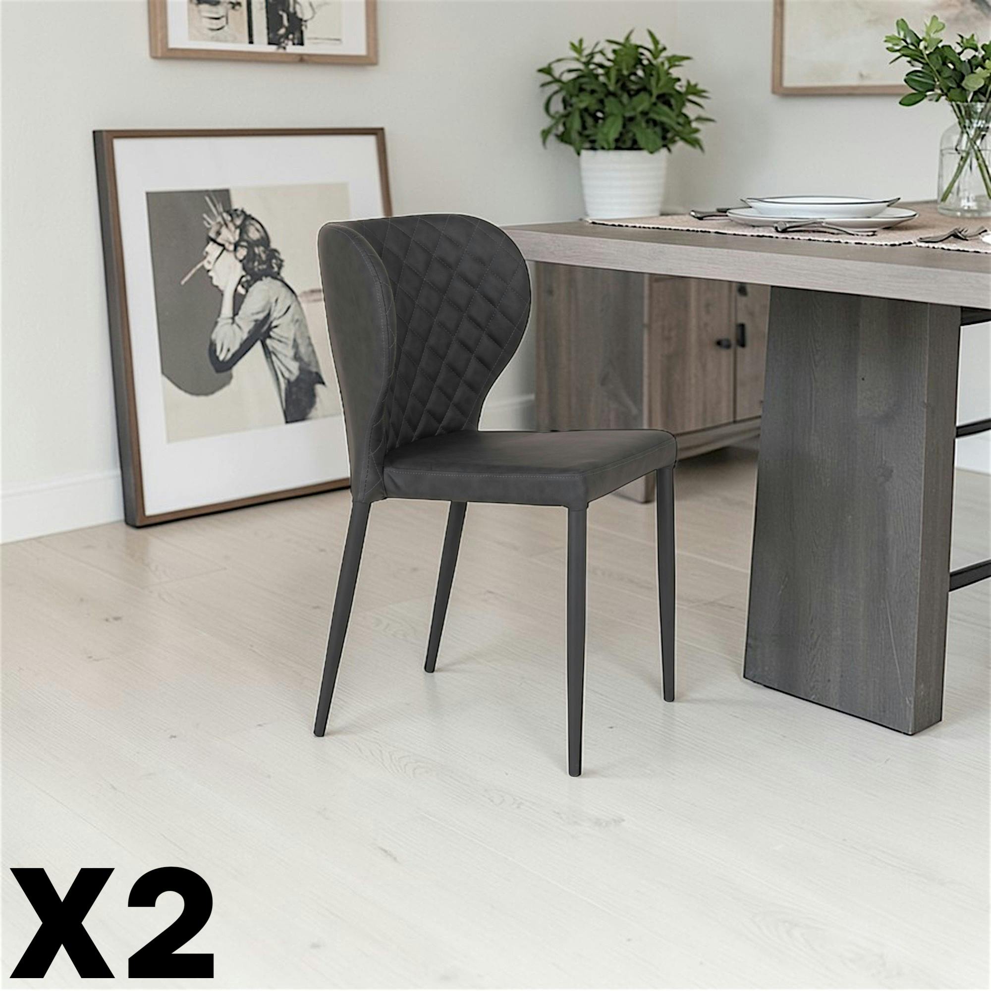 Chaise gris anthracite à surpiqûres (lot de 2) TORANO