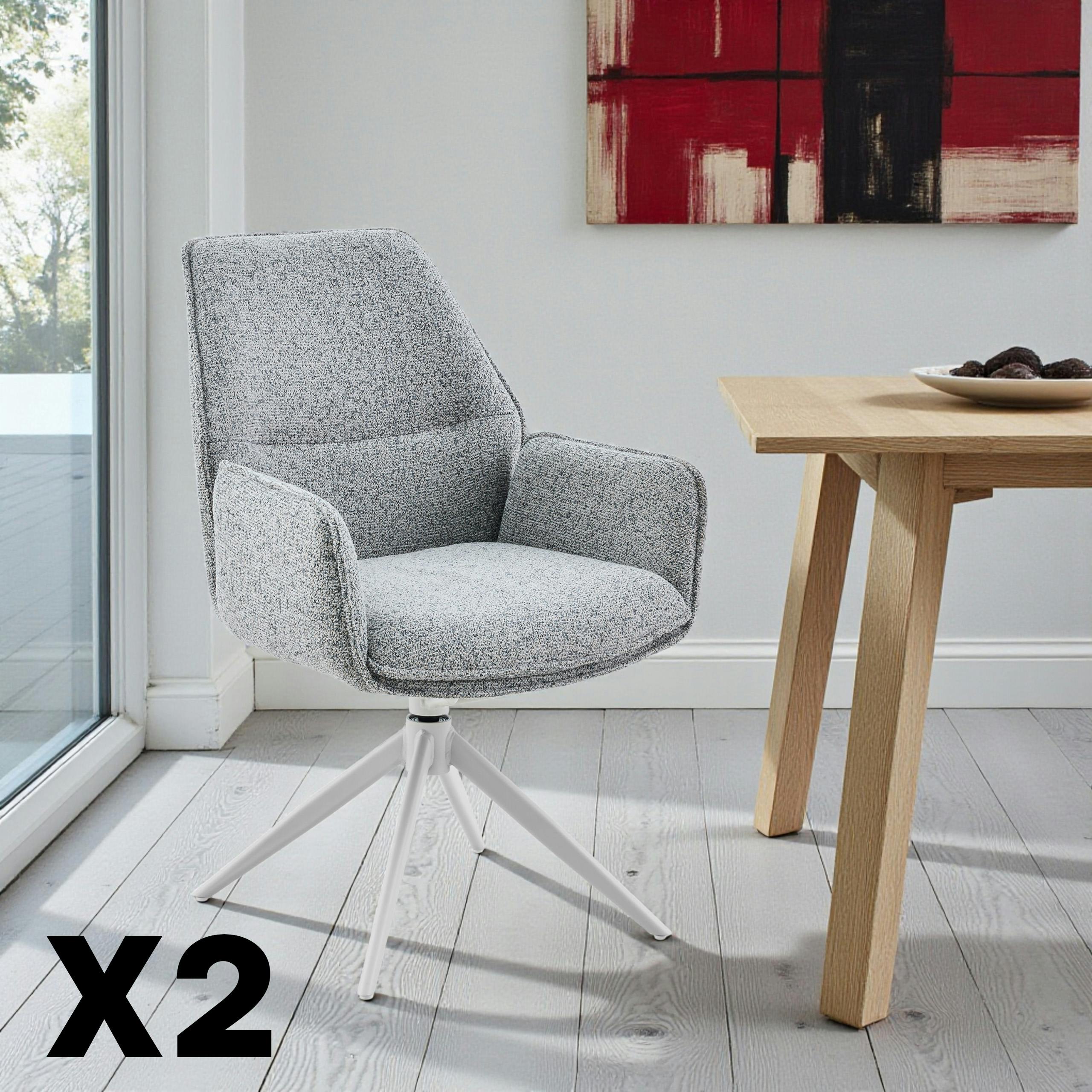 Chaise gris chiné pivotante à accoudoirs (lot de 2) CORTINA