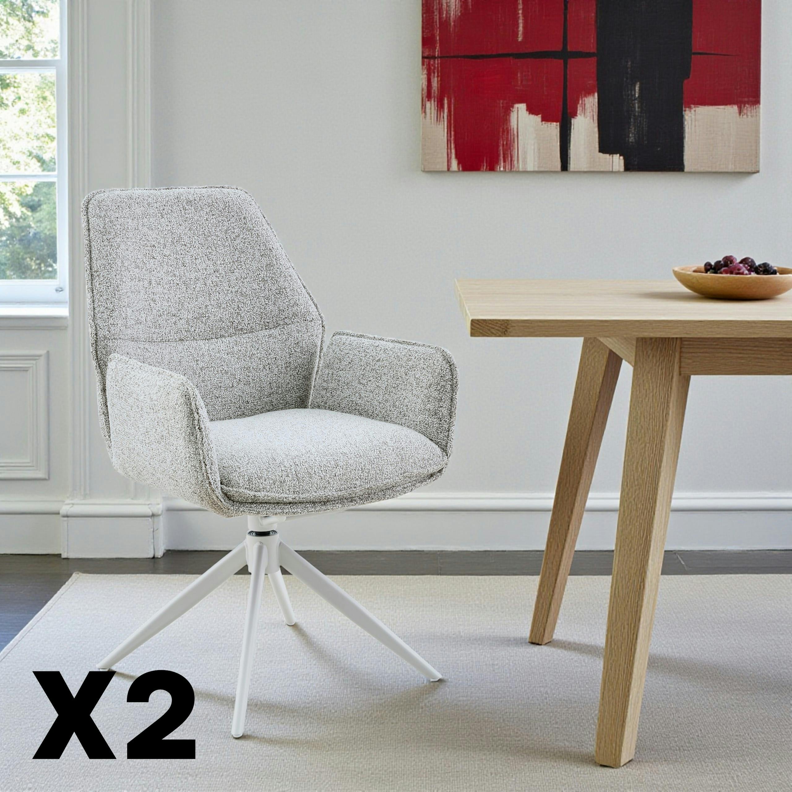 Chaise gris clair chiné pivotante à accoudoirs (lot de 2) CORTINA