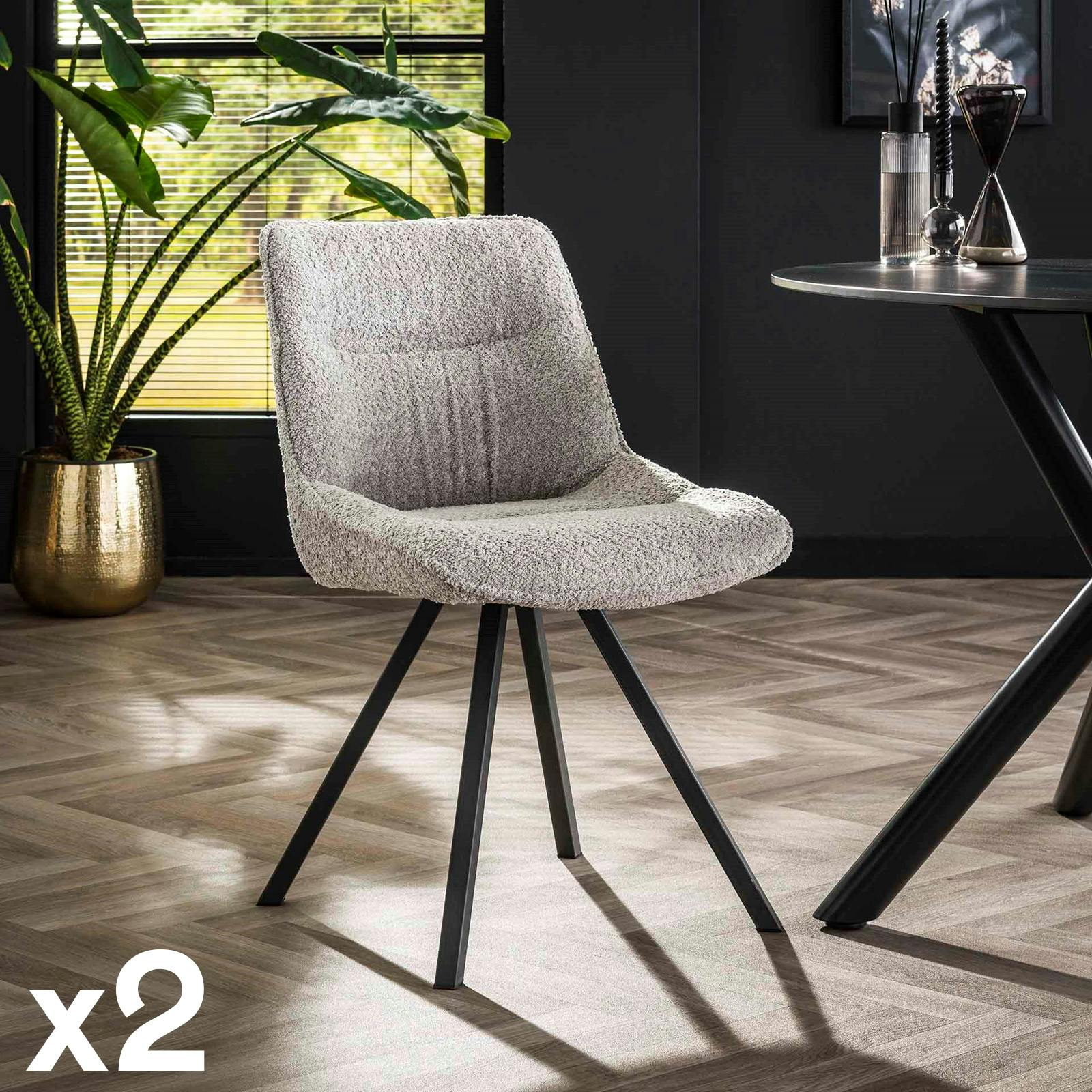 Chaise gris clair en bouclette style moderne (lot de 2) GALWAY