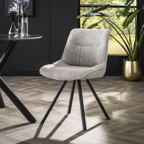 Chaise gris clair en bouclette style moderne (lot de 2) GALWAY