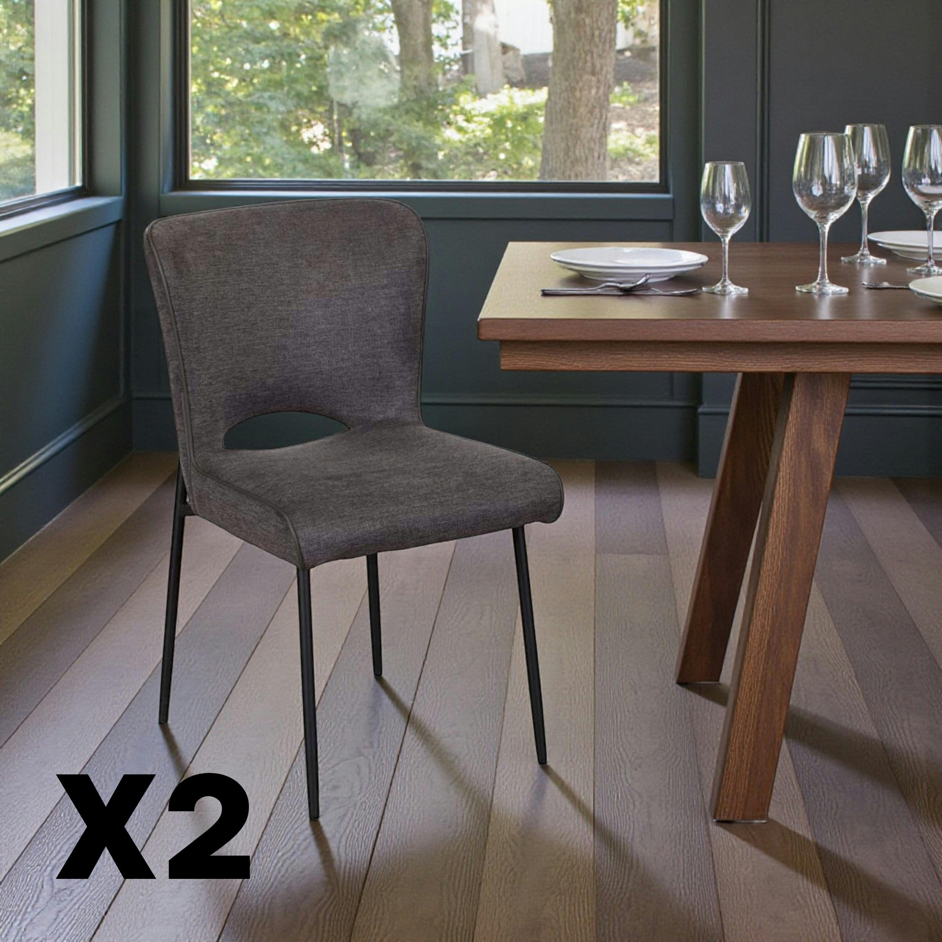 Chaise gris foncé à dos ajouré (lot de 2) OKA