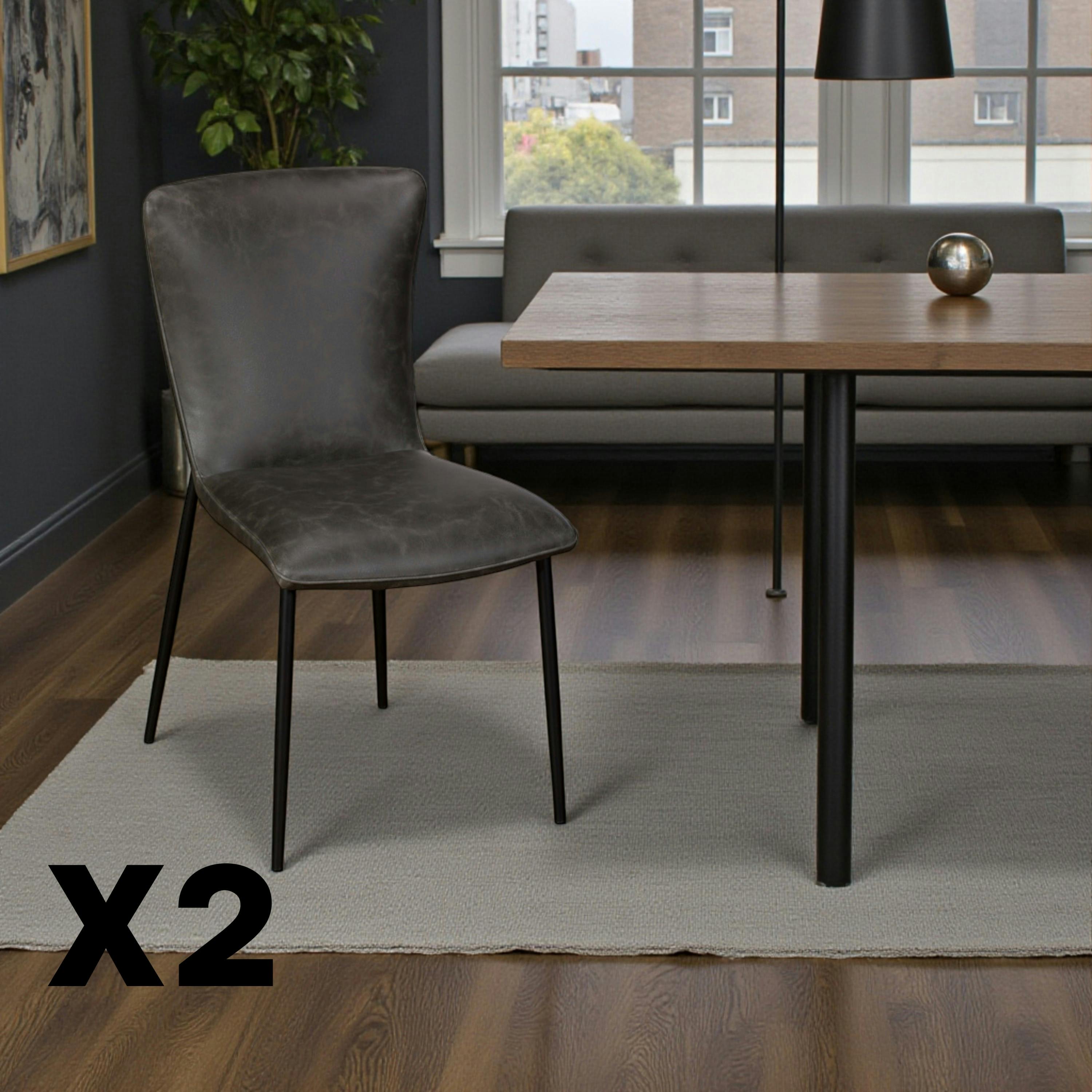 Chaise gris foncé à dossier courbe (lot de 2) OKA