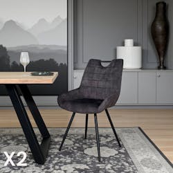 Chaise gris sombre avec poignée (lot de 2) MALMOE