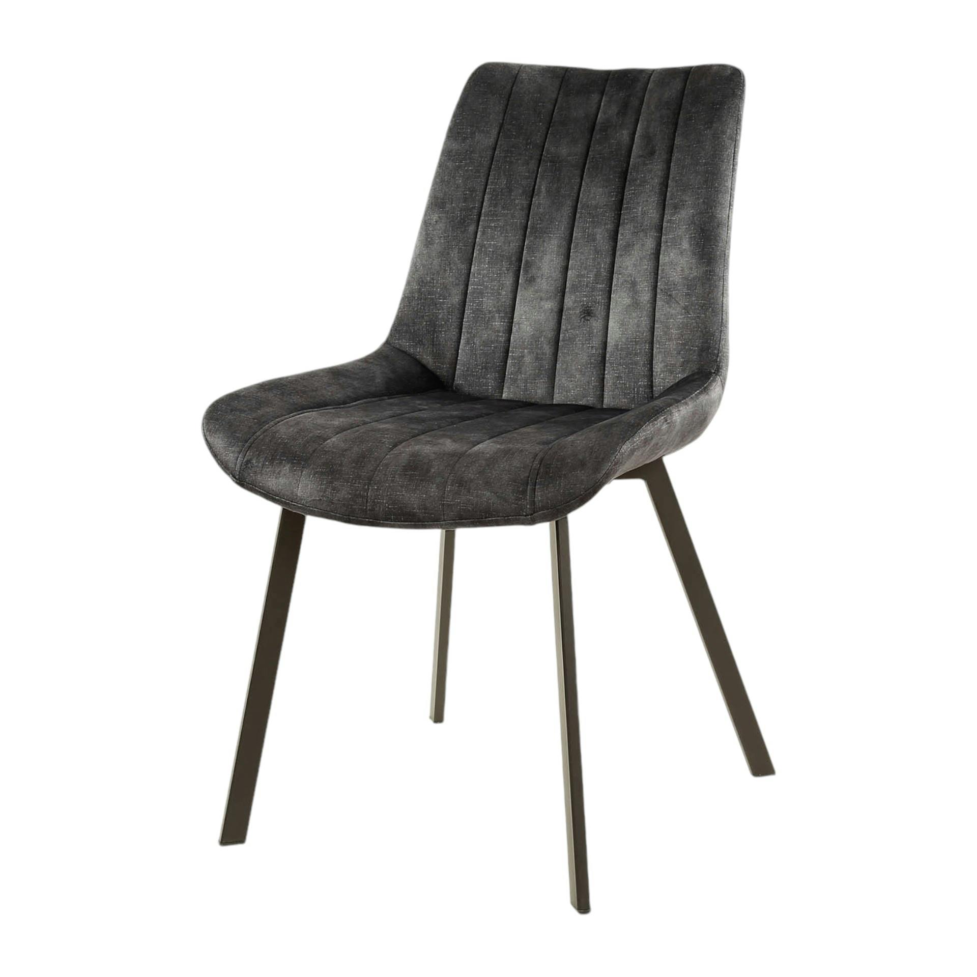 Chaise gris sombre en velours motif ruban (lot de 2) MELBOURNE