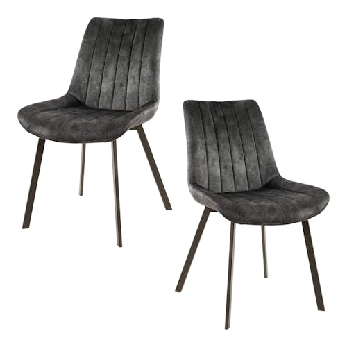 Chaise gris sombre en velours motif ruban (lot de 2) MELBOURNE