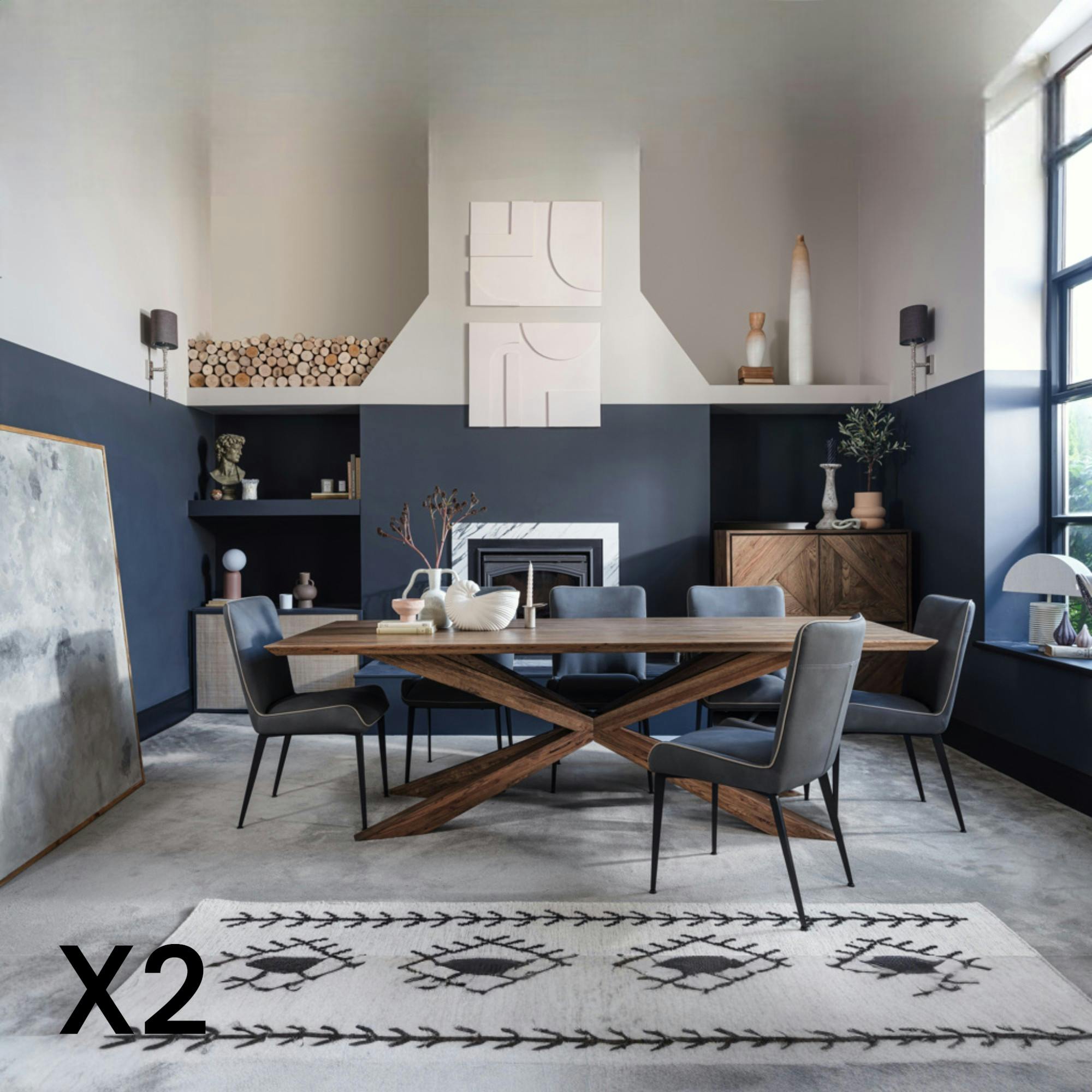 Chaise gris sombre, entretien facile (lot de 2) OKA