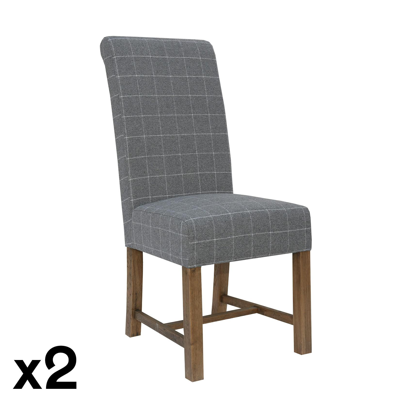 Chaise grise à carreaux (lot de 2) COTTAGE
