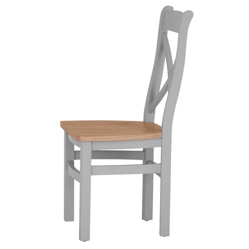 Chaise grise assise bois dossier croisé en chêne (lot de 2) PAROS