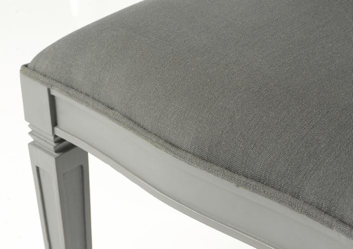 Chaise grise cannée acajou tissu