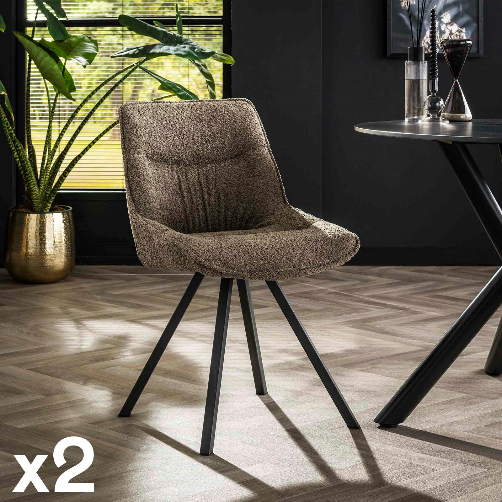 Chaise grise en bouclette style moderne (lot de 2) GALWAY