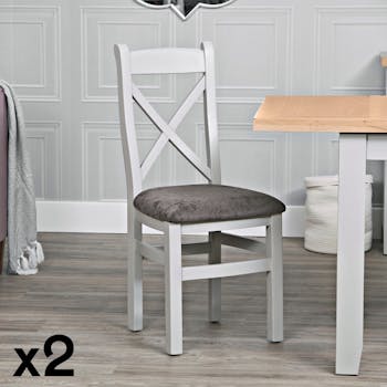 Chaise grise en chêne avec dossier croisé (lot de 2) PAROS