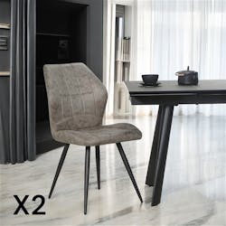 Chaise grise motif damier, (lot de 2) LOMBARDIE