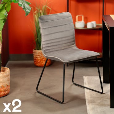  Chaise grise motif ligne (lot de 2) BURGOS