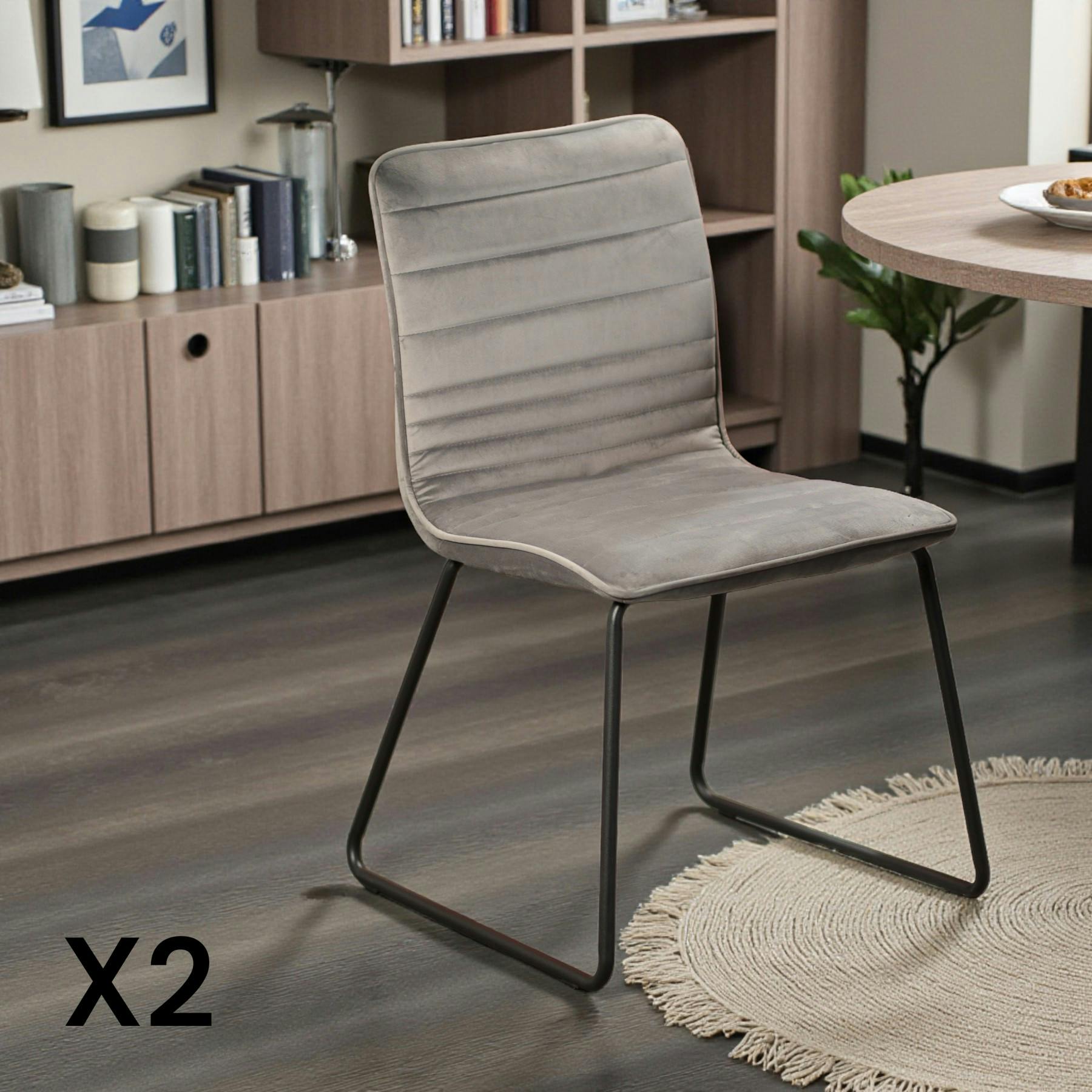 Chaise grise motif ligne (lot de 2) BURGOS