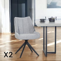 Chaise grise pivotante en velours texturé (lot de 2) IENA