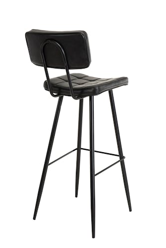 Chaise de bar en tissu noir pieds metal style contemporain
