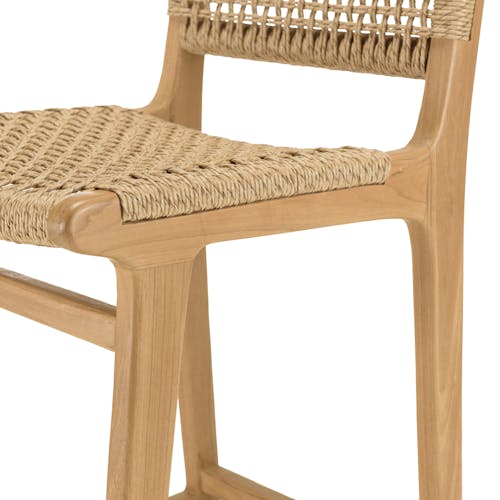 Chaise haute de jardin teck et assise tressée (lot de 2) SUMMER