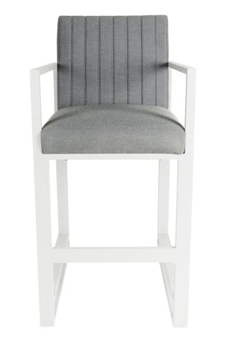 Chaise haute jardin en aluminium blanc et tissu gris MAJORQUE