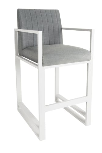 Chaise haute jardin en aluminium blanc et tissu gris MAJORQUE