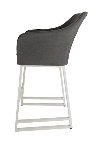 Chaise haute jardin en aluminium gris avec accoudoirs tissu anthracite LANZAROTE