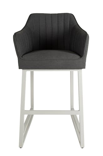 Chaise haute jardin en aluminium gris avec accoudoirs tissu anthracite LANZAROTE