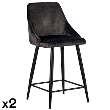  Chaise haute velours gris anthracite (lot de 2) MALMOE