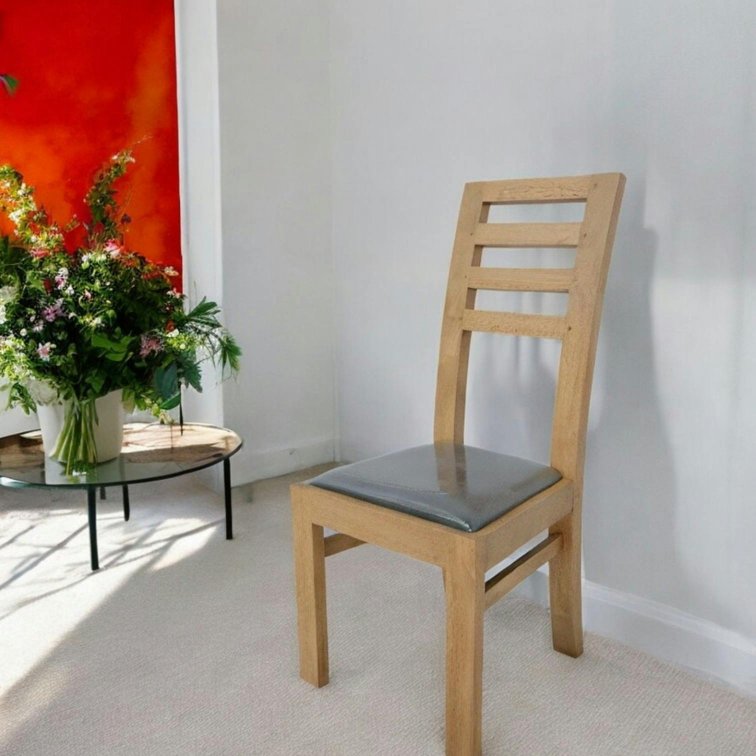 Chaise Hévéa assise mousse 45x49x100cm OLGA