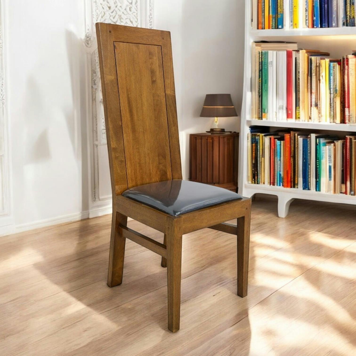 Chaise Hévéa assise mousse, dossier plein 42x49x110cm OLGA